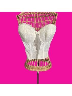 VTG Women's Peter Pan White Lace Longline Bra Bustier 34C